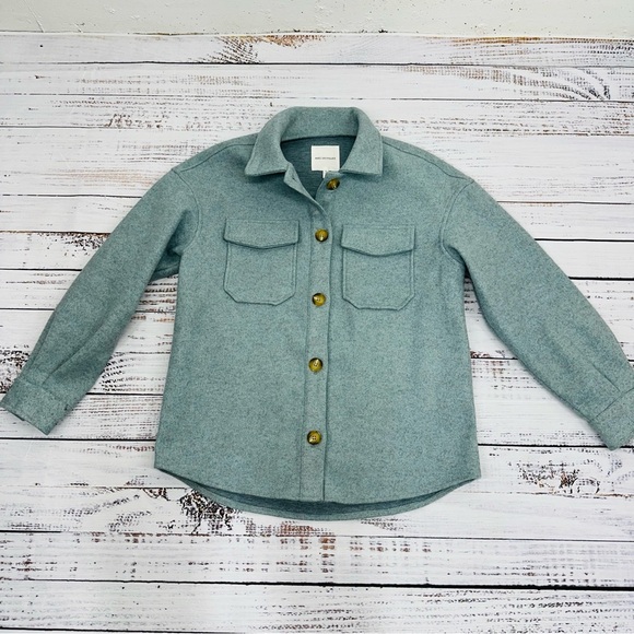 Avec Les Filles Women’s Small Blue Gray Boyfriend Button Down Shacket Jacket - Picture 6 of 11